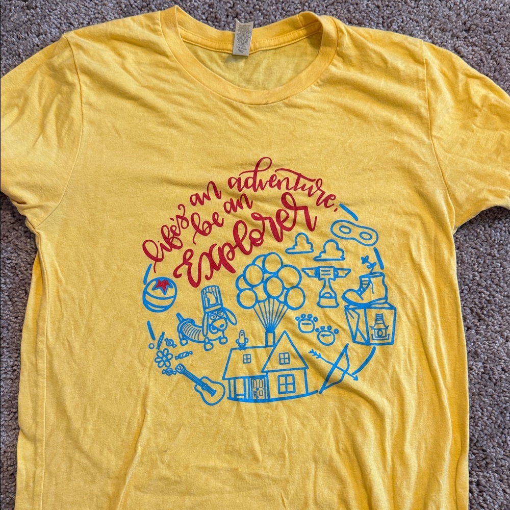 Yellow Graphic T-Shirt with Red and Blue Design